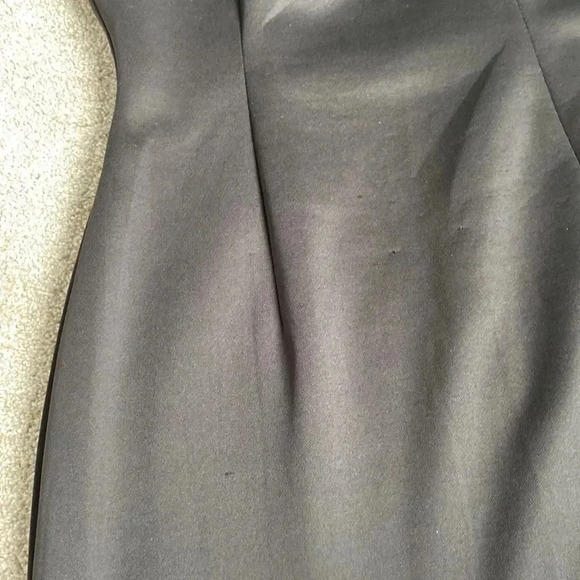 Dress Barn Bodice Lace Back Straight Midi Black Satin Like Dress Size 4 - Picture 15 of 16